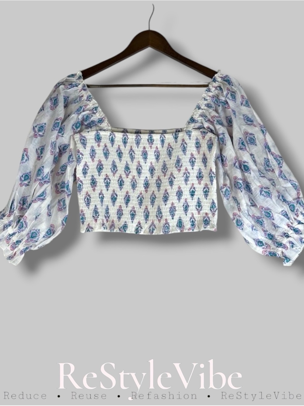 BILLABONG Women’s Size XL Top Blouse Cropped Ruching Puffy Sleeve Off Shoulder